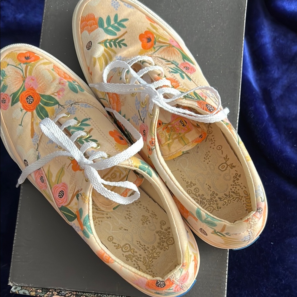 Rifle Paper Co Cream Orange Casual Sneakers